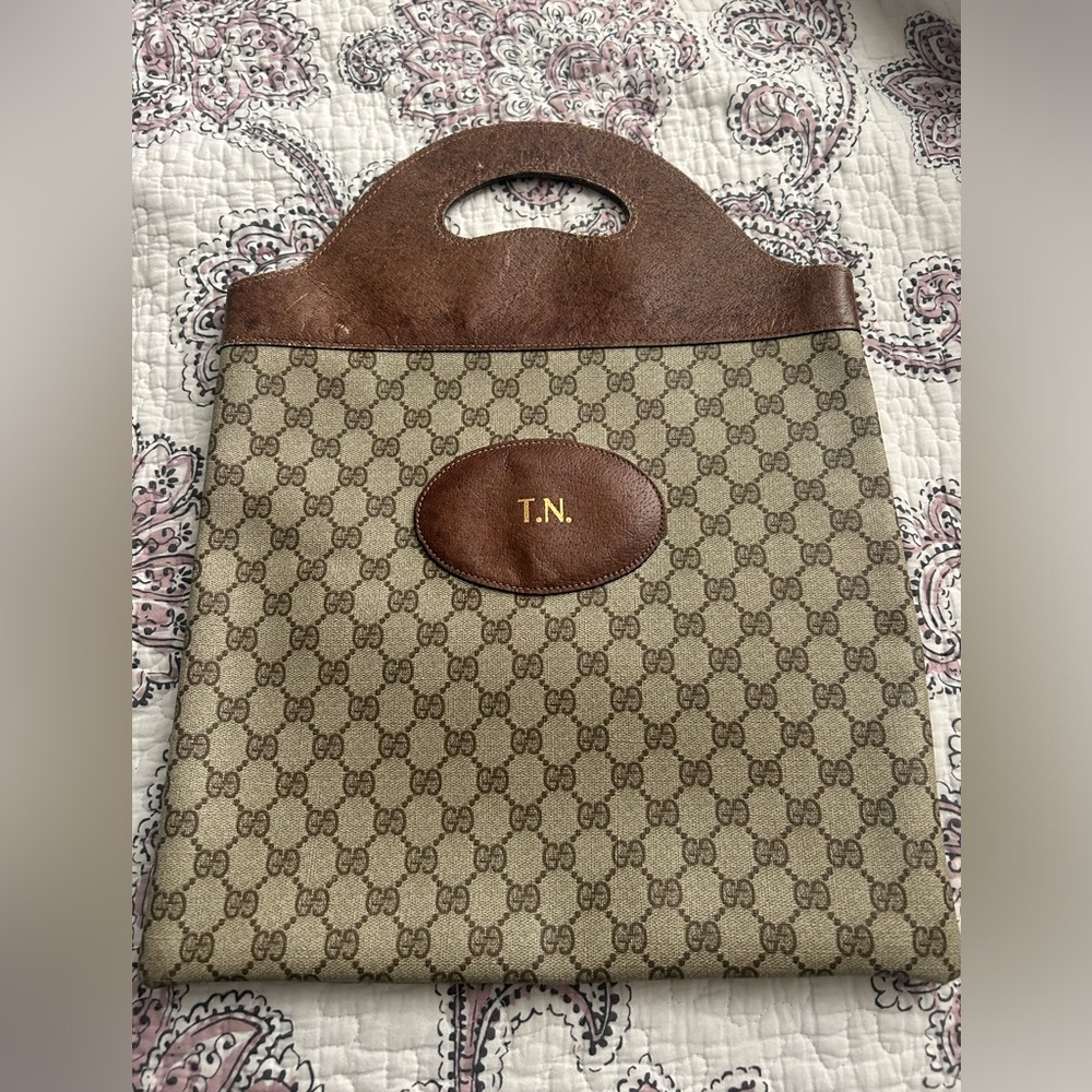 Vintage Gucci GG Monogram PVC Flat Tote Bag